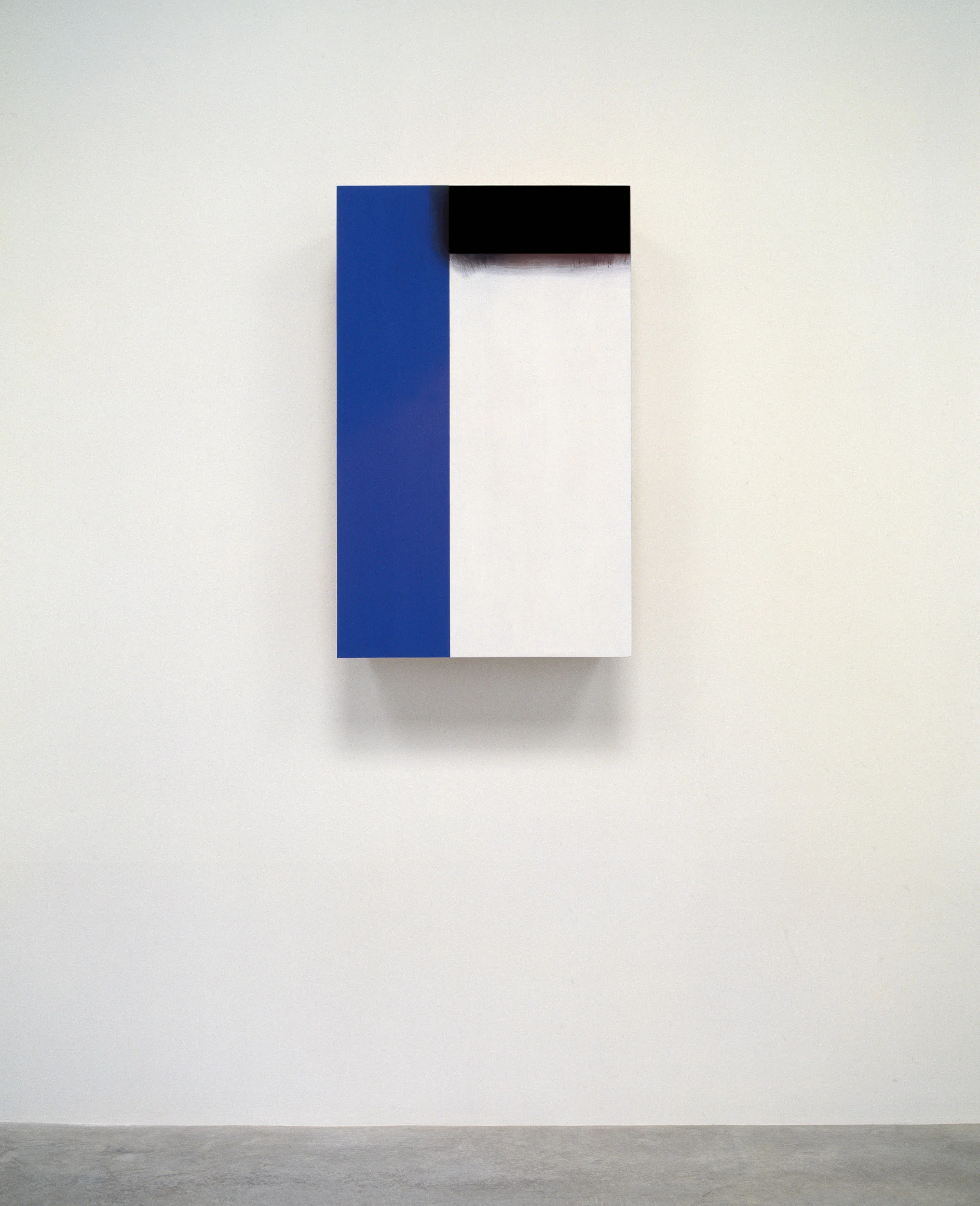 Konstruktion mit den aufeinander folgenden Fibonacci-Zahlen 13.21.34.55.89 .,1993 Construction with the Serial Fibonacci Numbers 13, 21, 34, 55, 89 Acryl, Öl und Pigment auf Sperrholz 89 x 55 x 12 cm