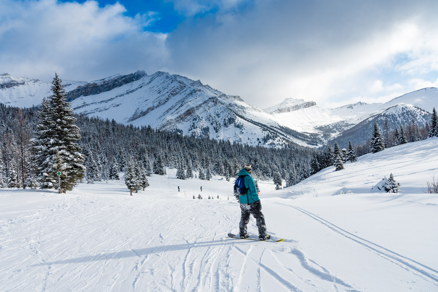 Venturing behind the mountain. I really like this photo and it ended up being the cover photo for my blog. For me, the snowboarder, the path and the mountain symbolise forging a new path and travelling towards new unknown adventures.
