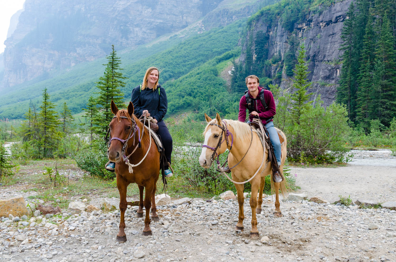 Erika and I ride some horses to the back of Lake Louise. Not quite as dramatic as The Stampede.
