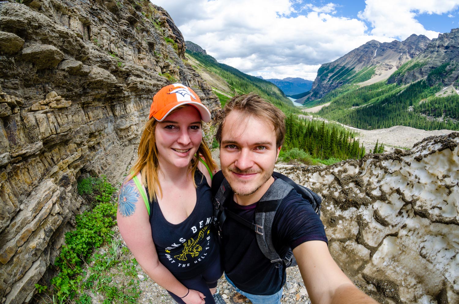 Selfie at the top of the snow cave.