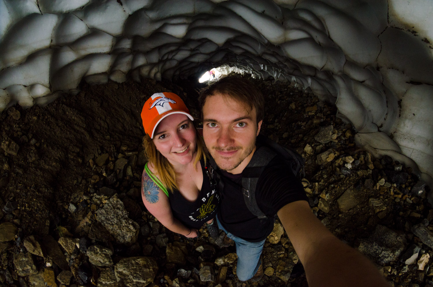 Within the snow cave. This cave was gone within a few weeks.