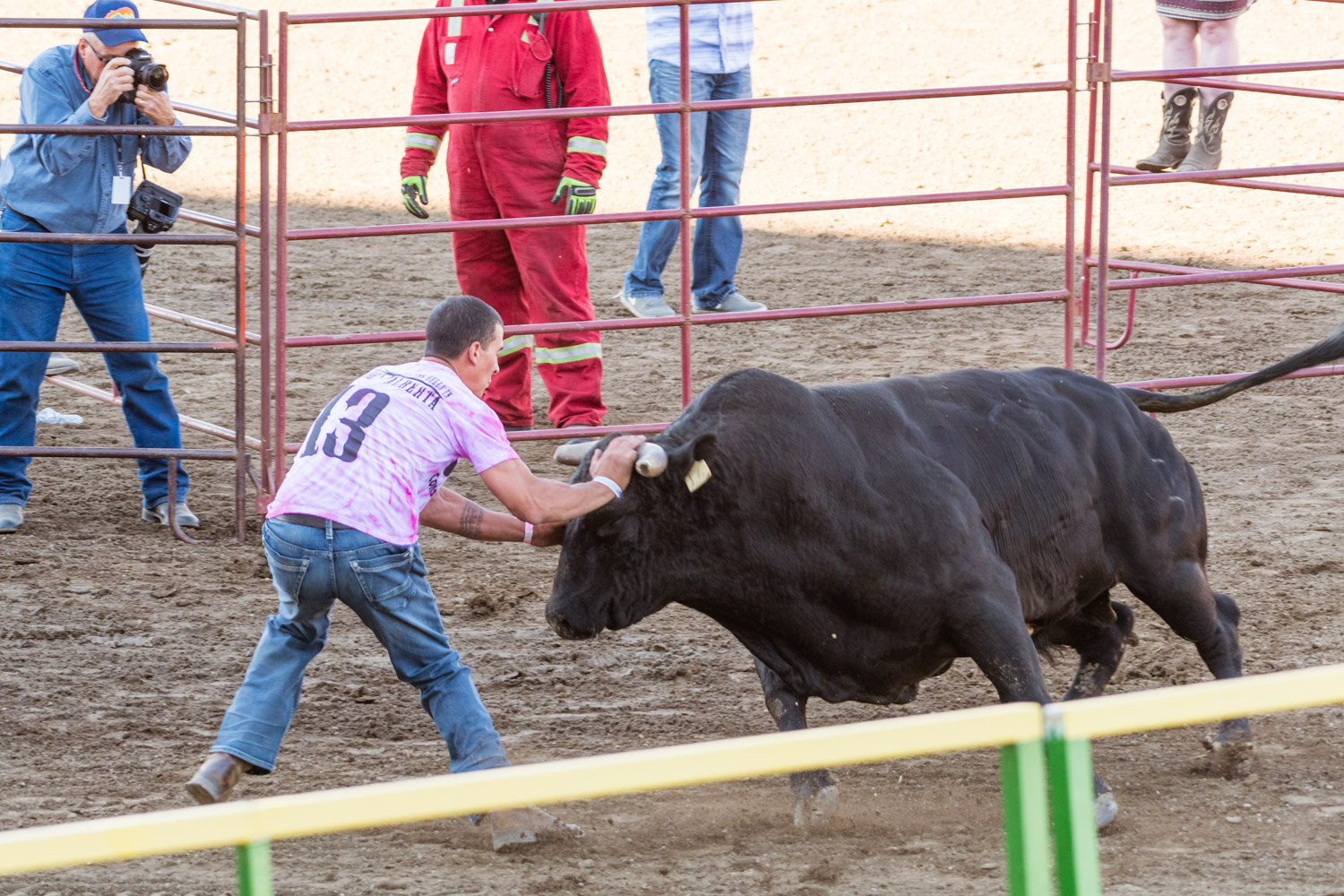 The bull run, imagine dodge ball but with a few angry bulls instead of balls. The idea was to remain in the circuit for as long as possible without being completely taken out by a bull.