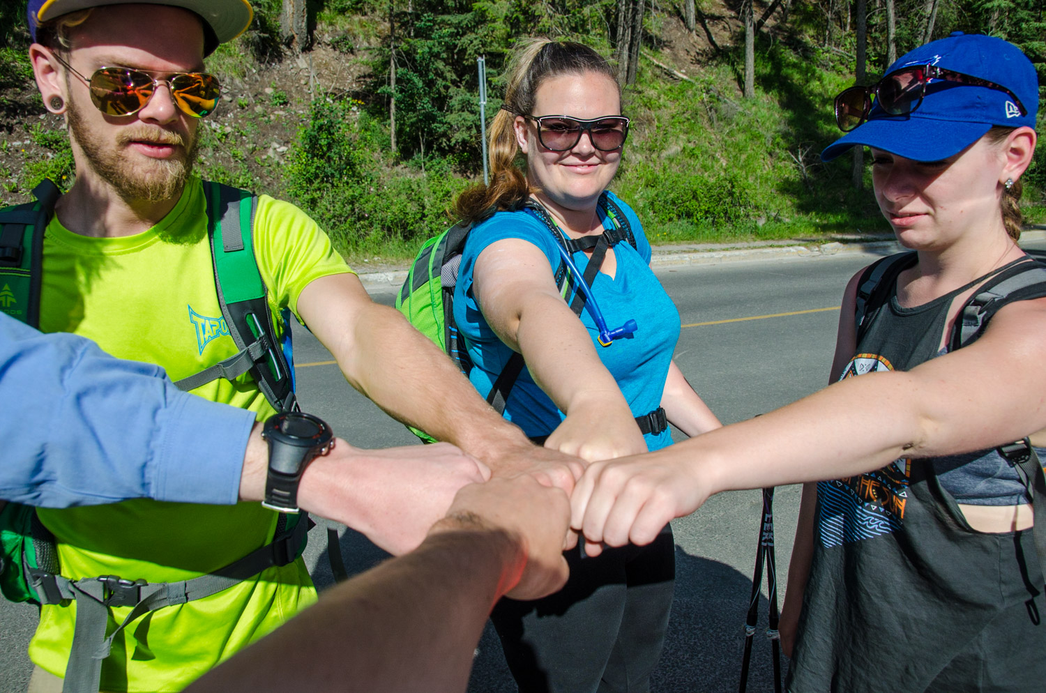Preparing to hike Mount Rundle.