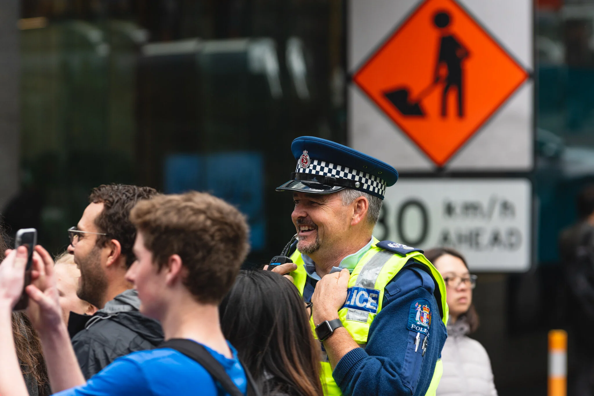 The police had a firm, but friendly presence.