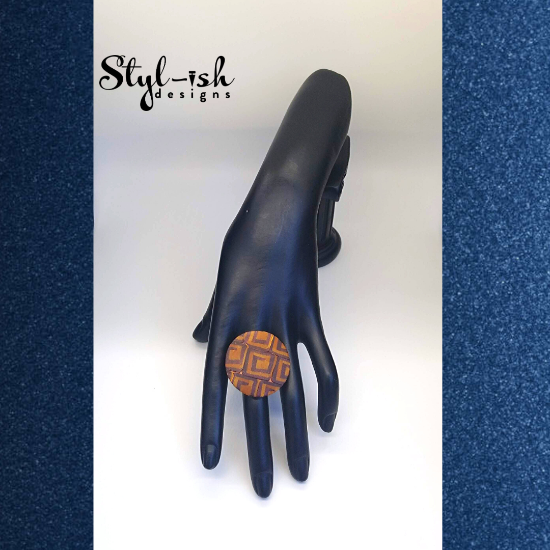 Greek Key Domed Stretch Ring