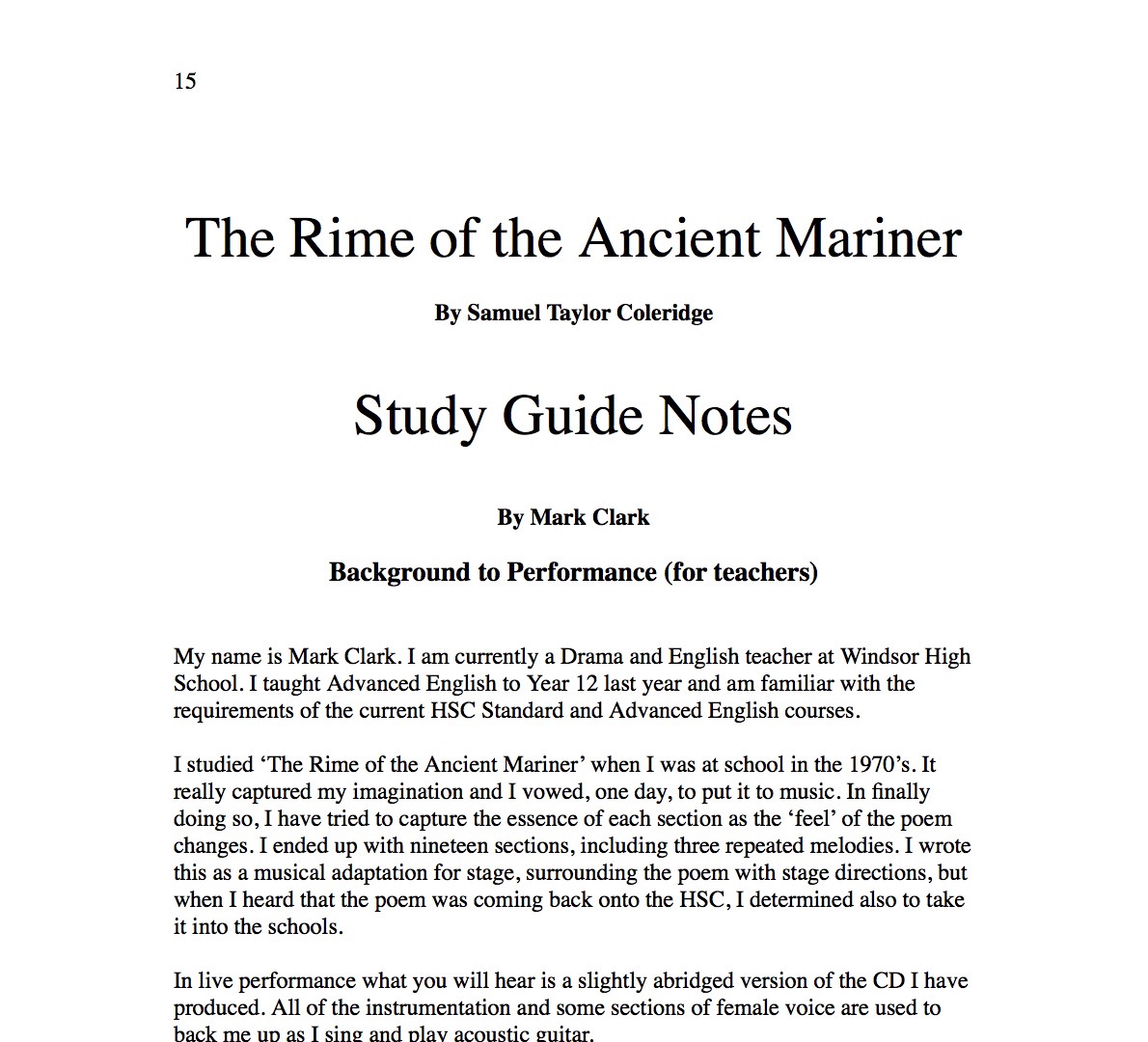 The Rime of the Ancient Mariner: FREE study guide