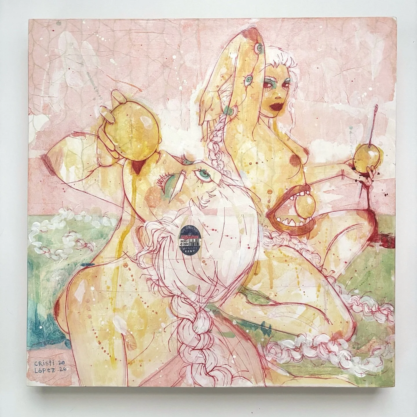 Ripe When Soft, 2026
Colored pencil, acrylic, and collage on paper mounted to cradled wood panel, 18&rdquo; x 24&rdquo;

On display at &ldquo;ENJOY&rdquo; tomorrow evening, March 12th, at @greenbenchbrewing ❤️&zwj;🔥 curated by @chadmize @mizegallery