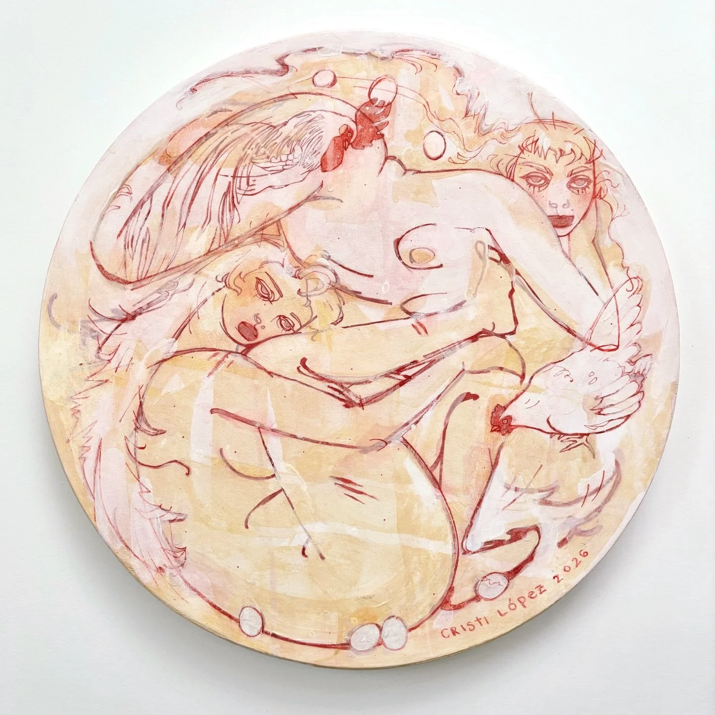 Chicken Scratch, 2026
Colored pencil and acrylic on paper mounted to cradled wood panel, 12&rdquo; x 12&rdquo;

Available at @equalityfl&rsquo;s 🌈 Rainbow Disco 🪩 Gala silent auction next month&ndash; event details below

Saturday, May 16, 5:30-10p