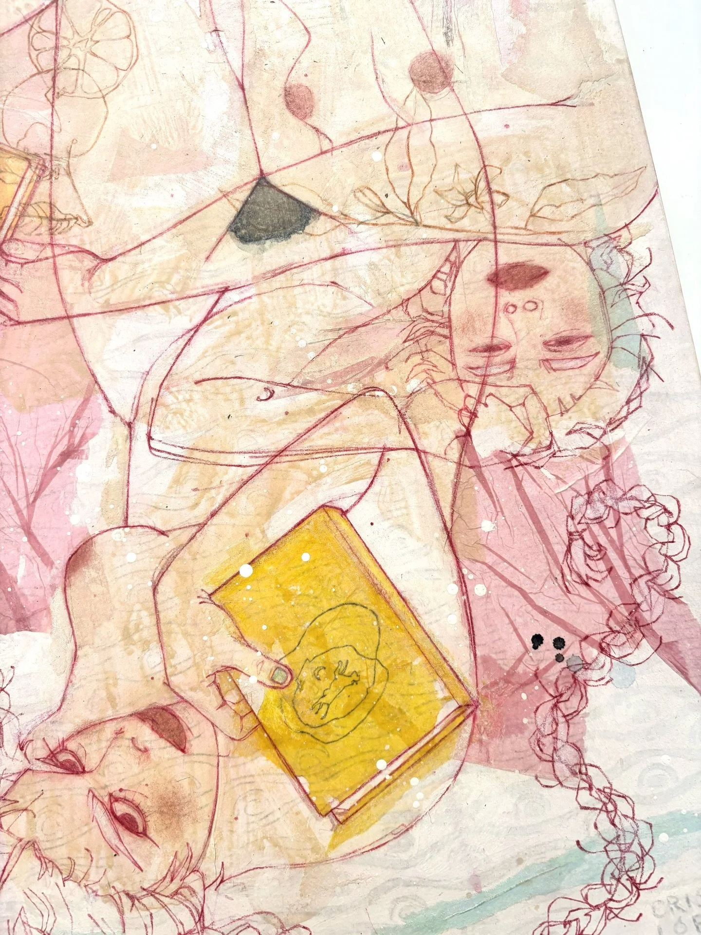 (Detail) Morir So&ntilde;ando, 2026
Colored pencil, acrylic, and collage on paper mounted to cradled wood panel; 18&rdquo; x 12&rdquo; diptych

⚔️ 1 week until the &ldquo;REALM&rdquo; group show opening ⚔️ Full diptych will be shared soon

Opening Fr