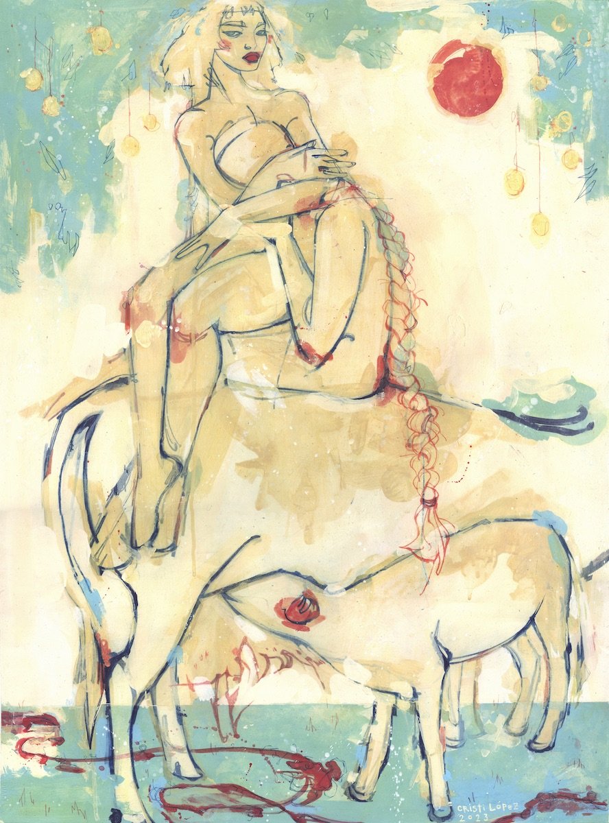 V de Vaca ii , 2023
Colored pencil and acrylic on paper; 22” x 30”
PRIVATE COLLECTION