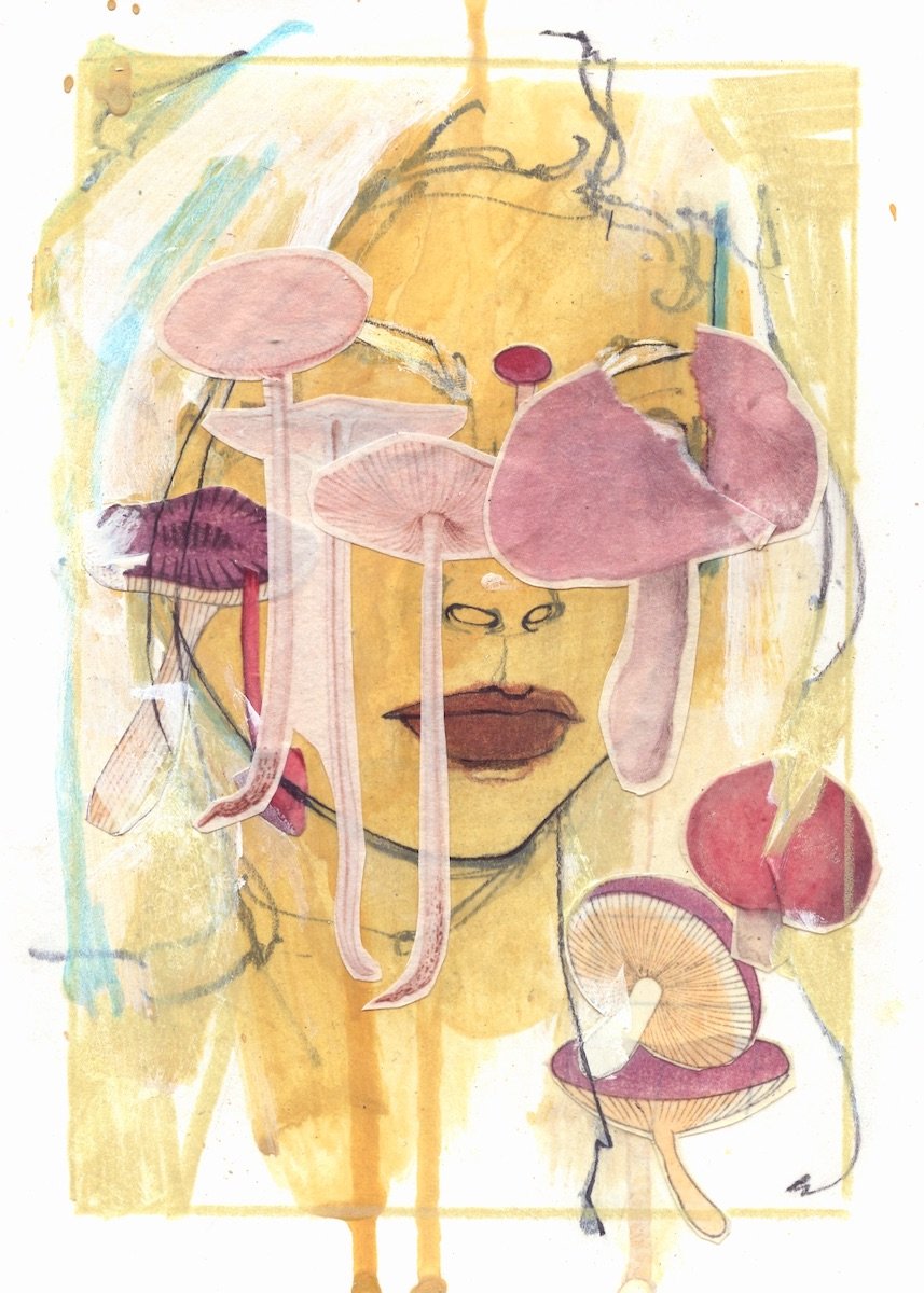 Untitled , 2023
Graphite, acrylic, colored pencil, and collage on paper; 5" x 7"
AVAILABLE