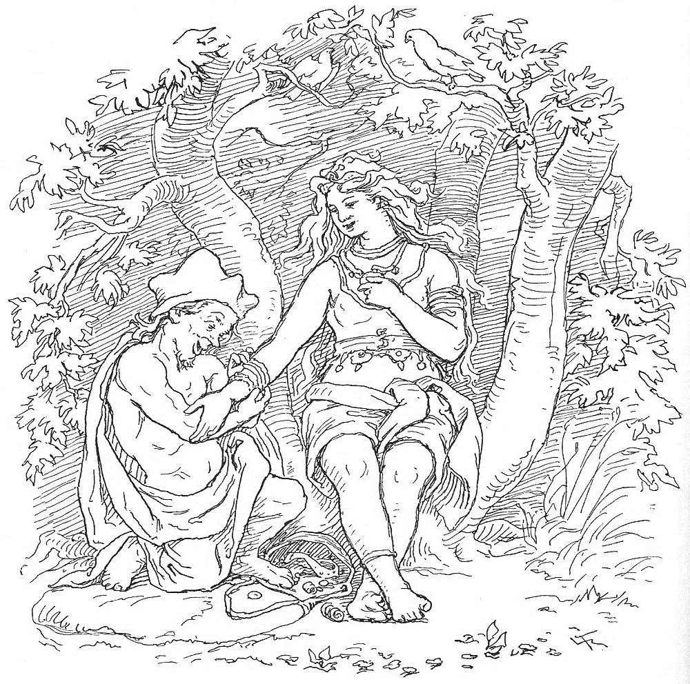 Alvíss and Þrúðr by Lorenz Frølich, 1895. Wikimedia Commons .