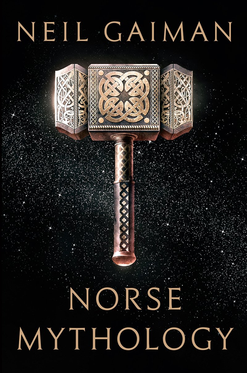 The cover of the first edition of Neil Gaiman's Norse Mythology features a rather idiosyncratic depiction of Thor's hammer, Mjöllnir.