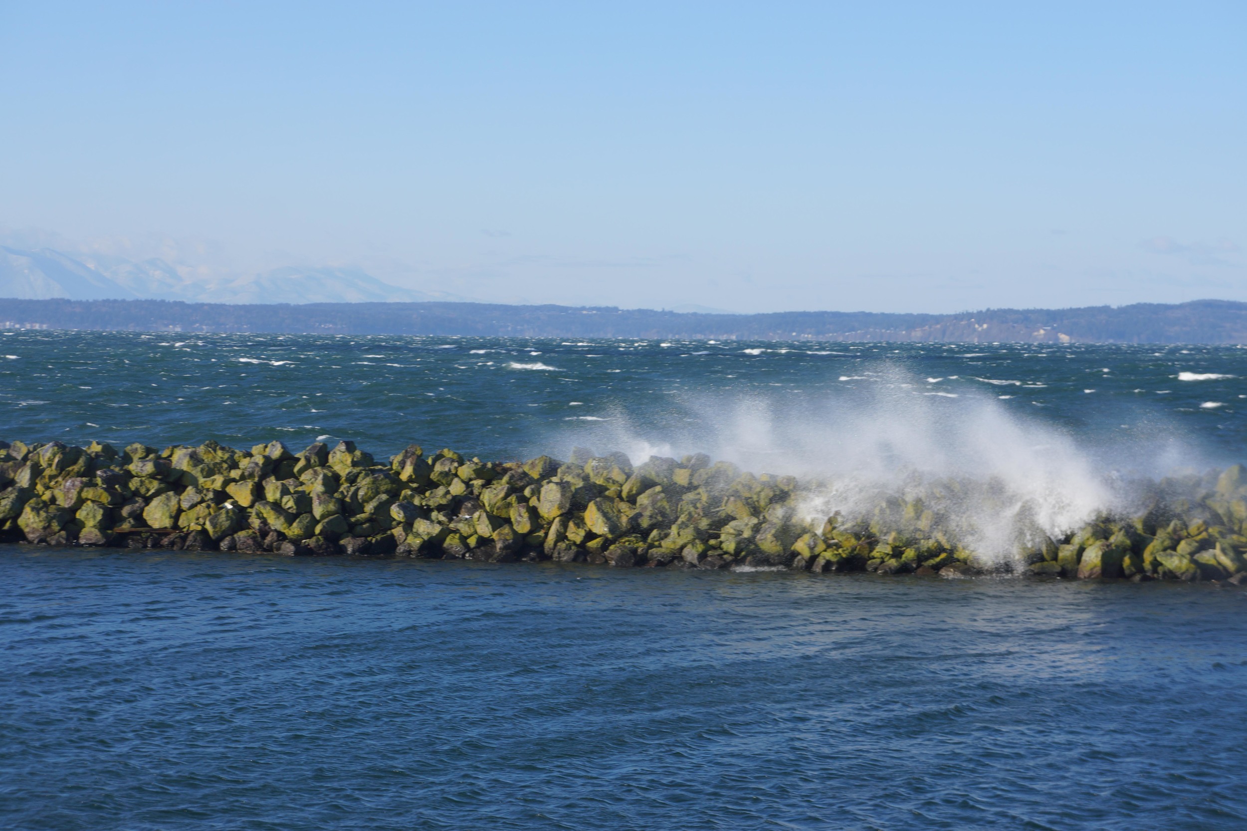 Spray over the seawall. 11/29/2014