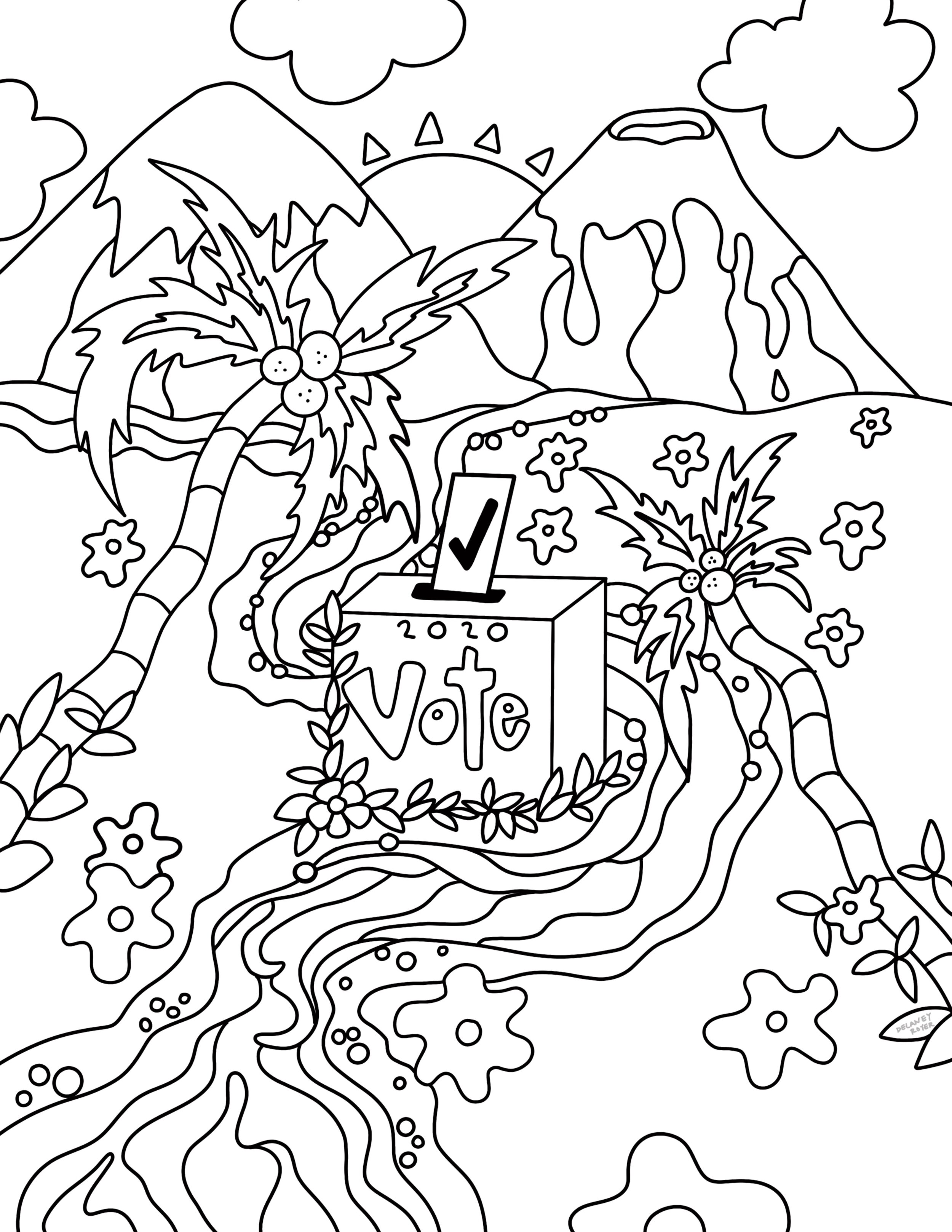 Free PDF "Vote" Coloring Sheet