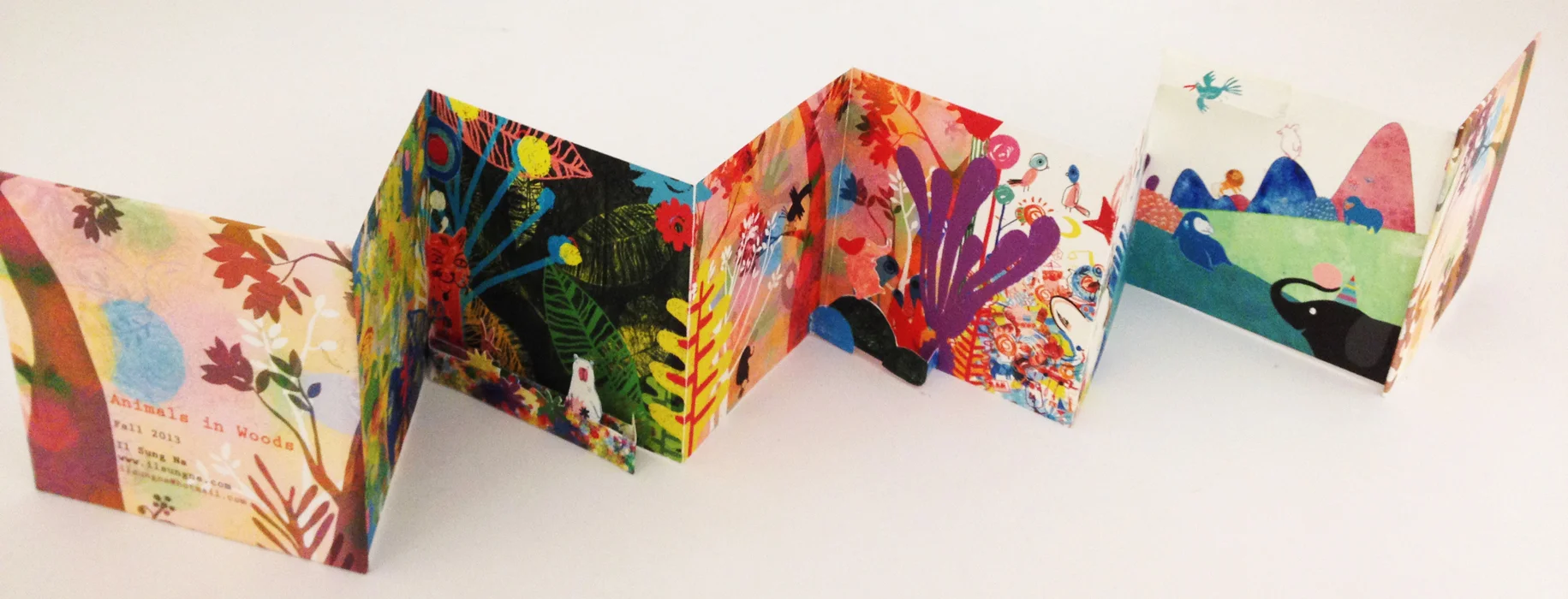 Animals in Woods Accordion format pop-up book, 2013