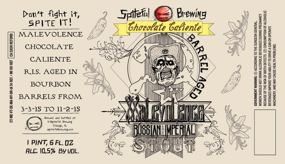 Malevolence Chocolate Caliente Aged in Bourbon Barrels by Spiteful Brewing