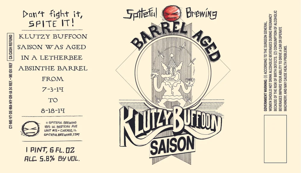 Klutzy Buffoon Aged in Absinthe Barrels by Spiteful Brewing
