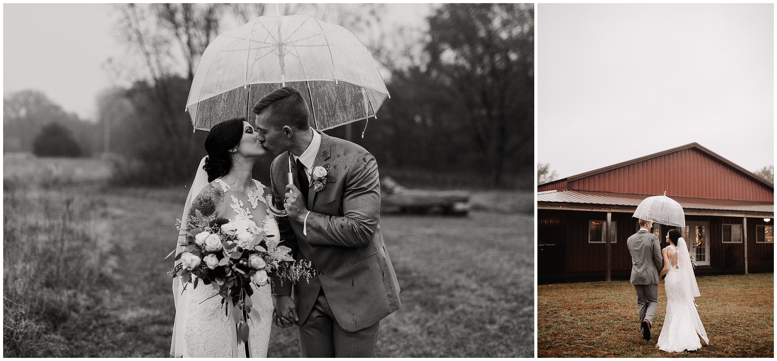 oklahoma wedding photography first look bride groom wedding day sweet rustic timbers outdoor viola kansas overcast rain umbrella clear black white black&white