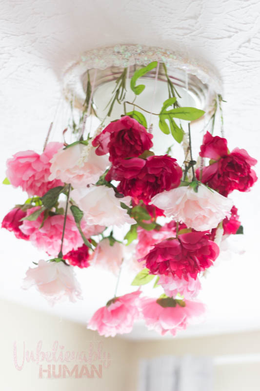 DIY Flower Chandelier with Faux Flowers