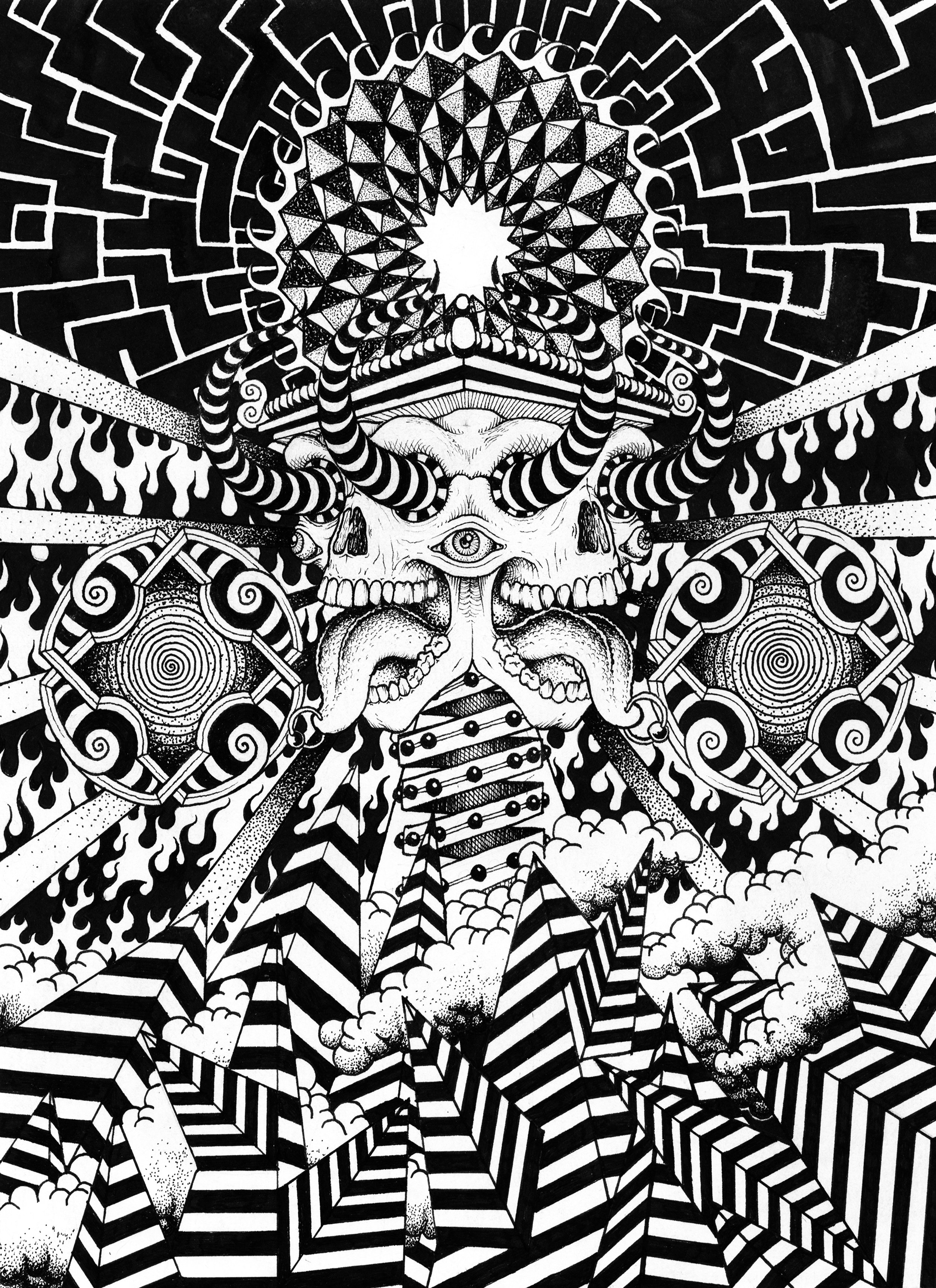 'Dreaming in Black and White' Pen and Ink 8.5" x 11" 2013