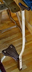 walnut and ash 3 legged stool w/handle