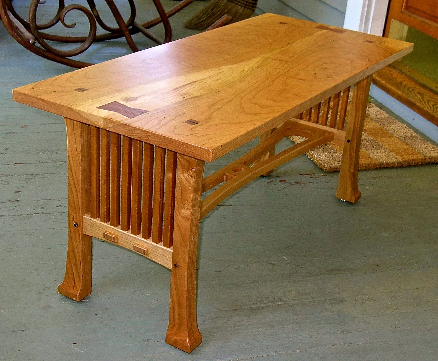 cherry craftsman style coffee table