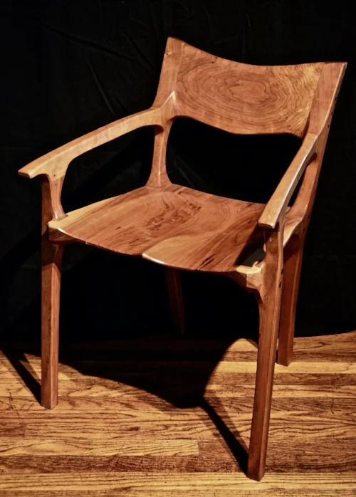 low backed occasional chair in cherry