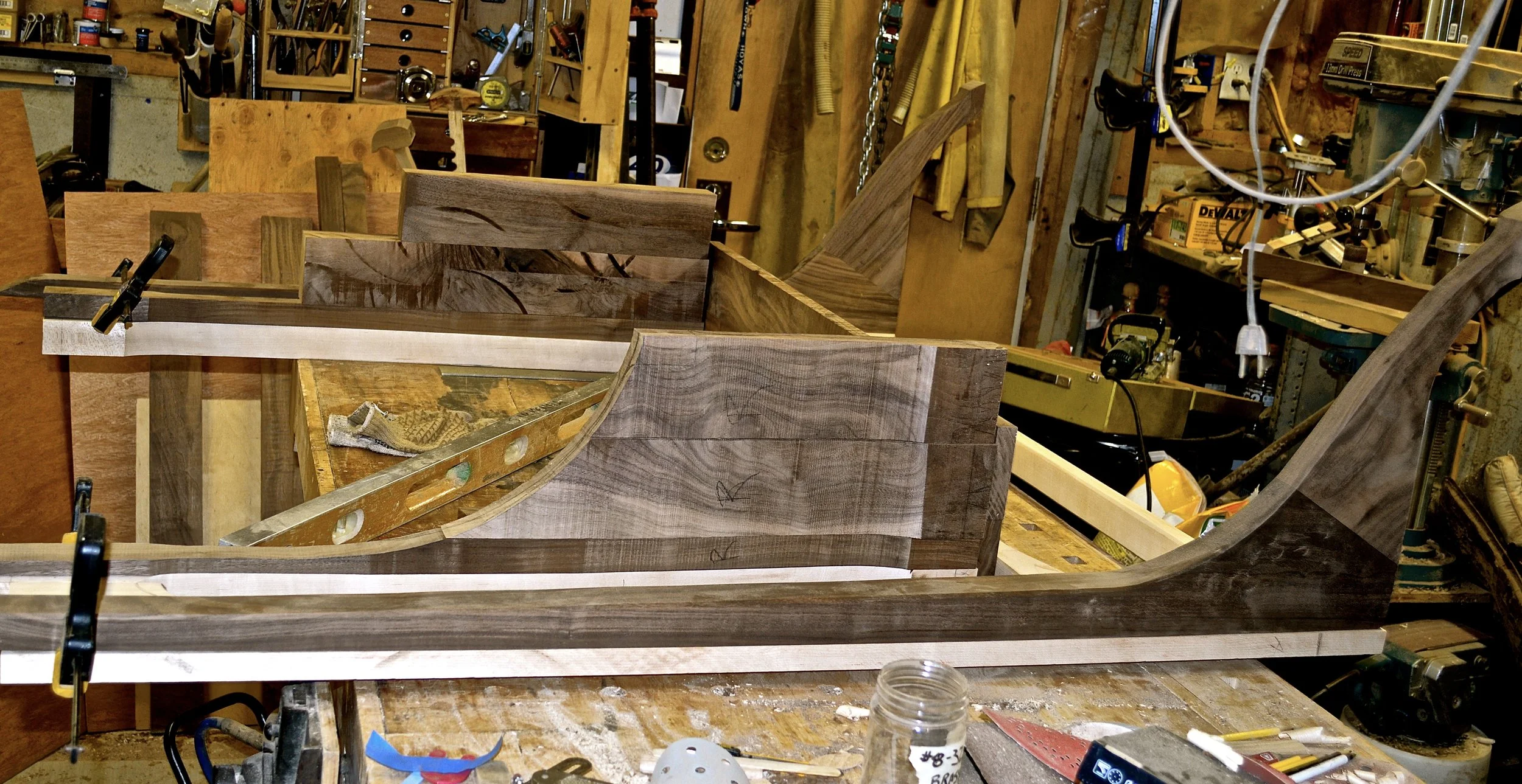 roughing out the walnut cradle box ends
