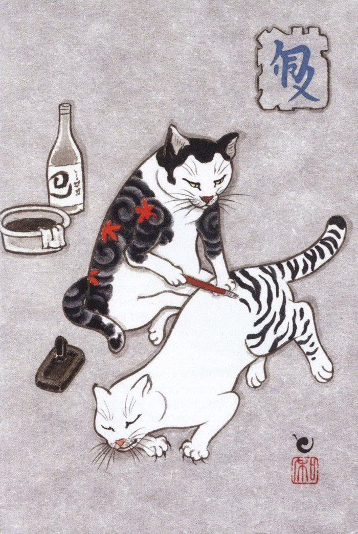 japanese-tattoo-paintings-monmon-cats-kazuaki-horitomo-9.jpg