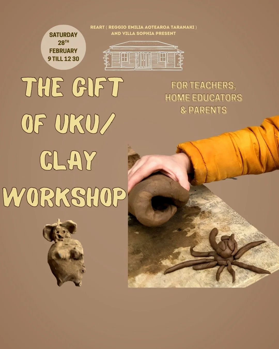 ✋🏽THIS IS A hands-on workshop where adults involved in early years can slow down, get involved in creative PROCESSES, and reconnect with UKU (CLAY), a magical material that comes straight from Papatūānuku. 

Through working with UKU, you&rsquo;ll ex