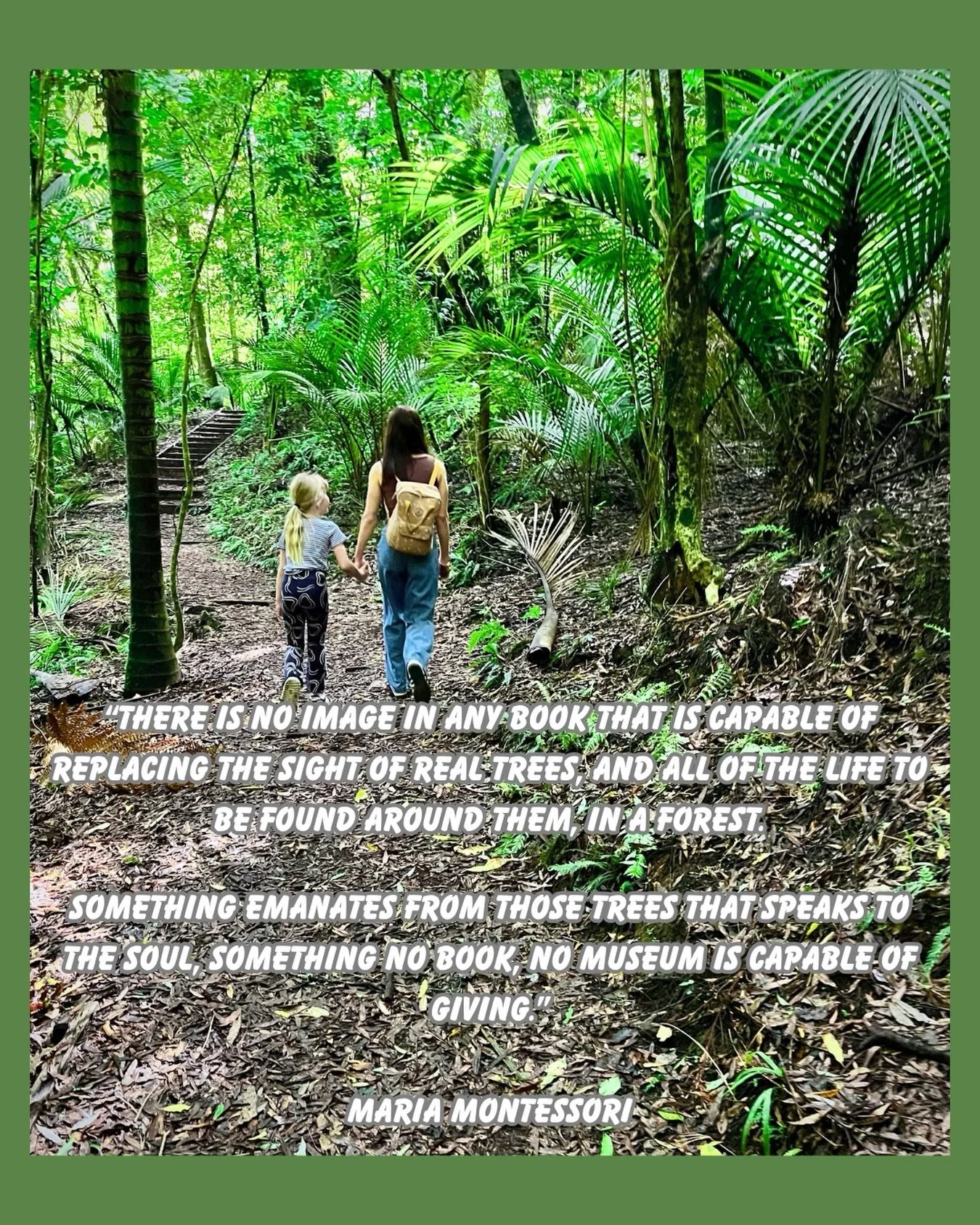 Please add to this,  no internet search or screen photos of trees can replace  being under them and spending time with them. Maria Montessori came from a time of no such instant pulling up of an image of a tree or all the information (with AI some of