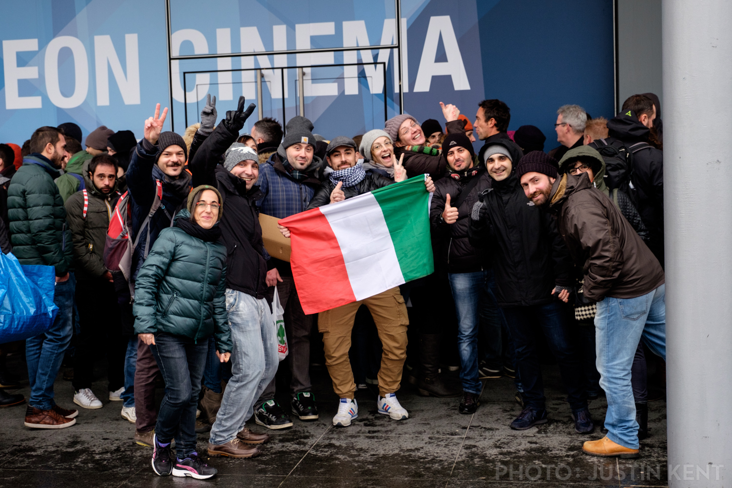 Italian fans in the general admission line