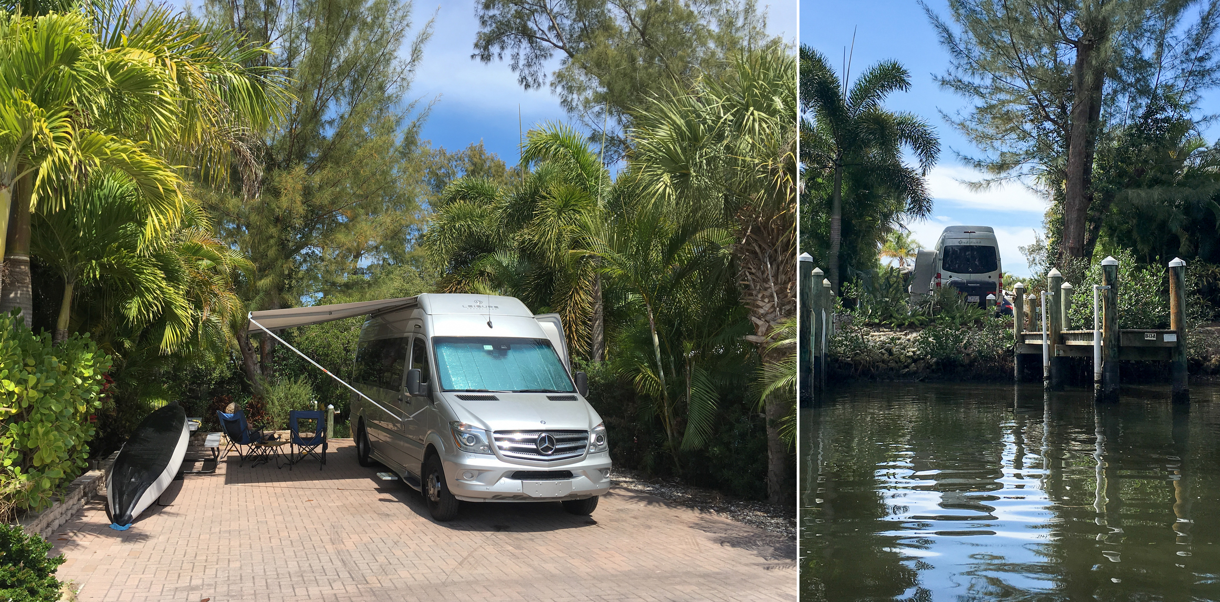 Land and water views of our campsite in Cortez, Florida