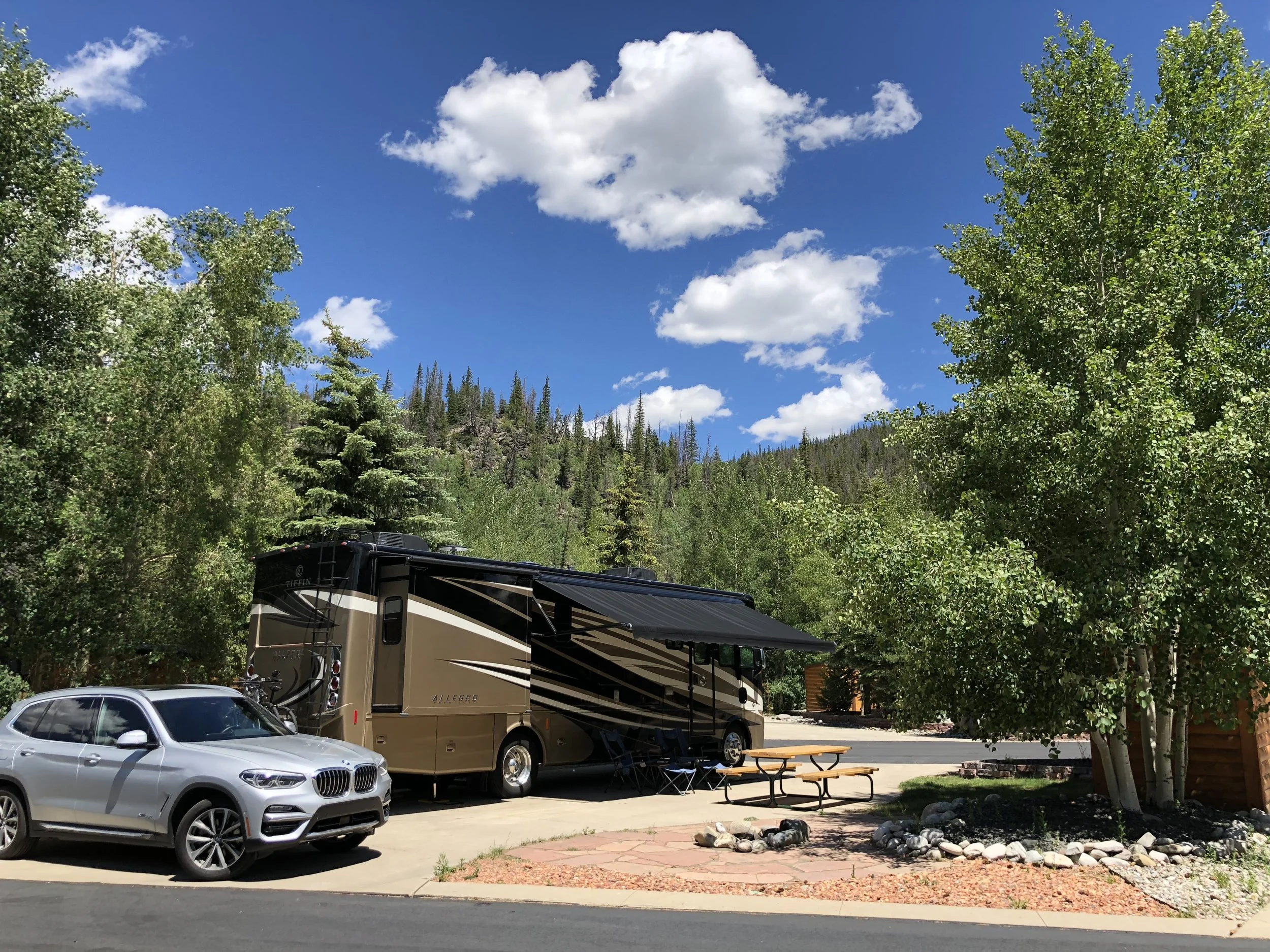 Our Tiger Run campsite, with Scout parked behind Rocky
