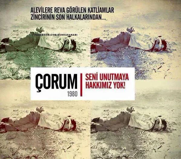 Çorum Katliamı anmalarında kullanılan bu fotoğrafın birinci olayların hemen ertesinde öldürülen ülkücü/sağ grup üyesi Osman Aksu'nun fotoğrafı olduğuna dair bir bilgi var. 