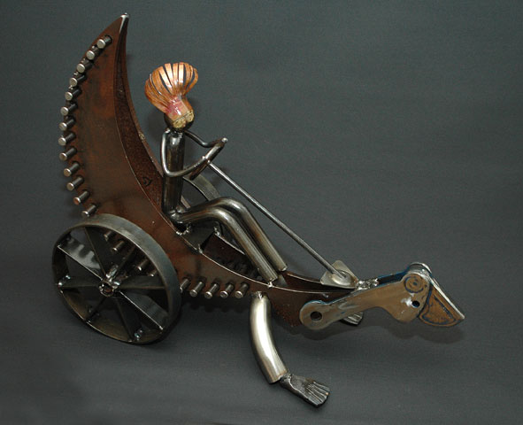 "Joyrider" staal met koper. afm. 56 x 23 x 45 cm.