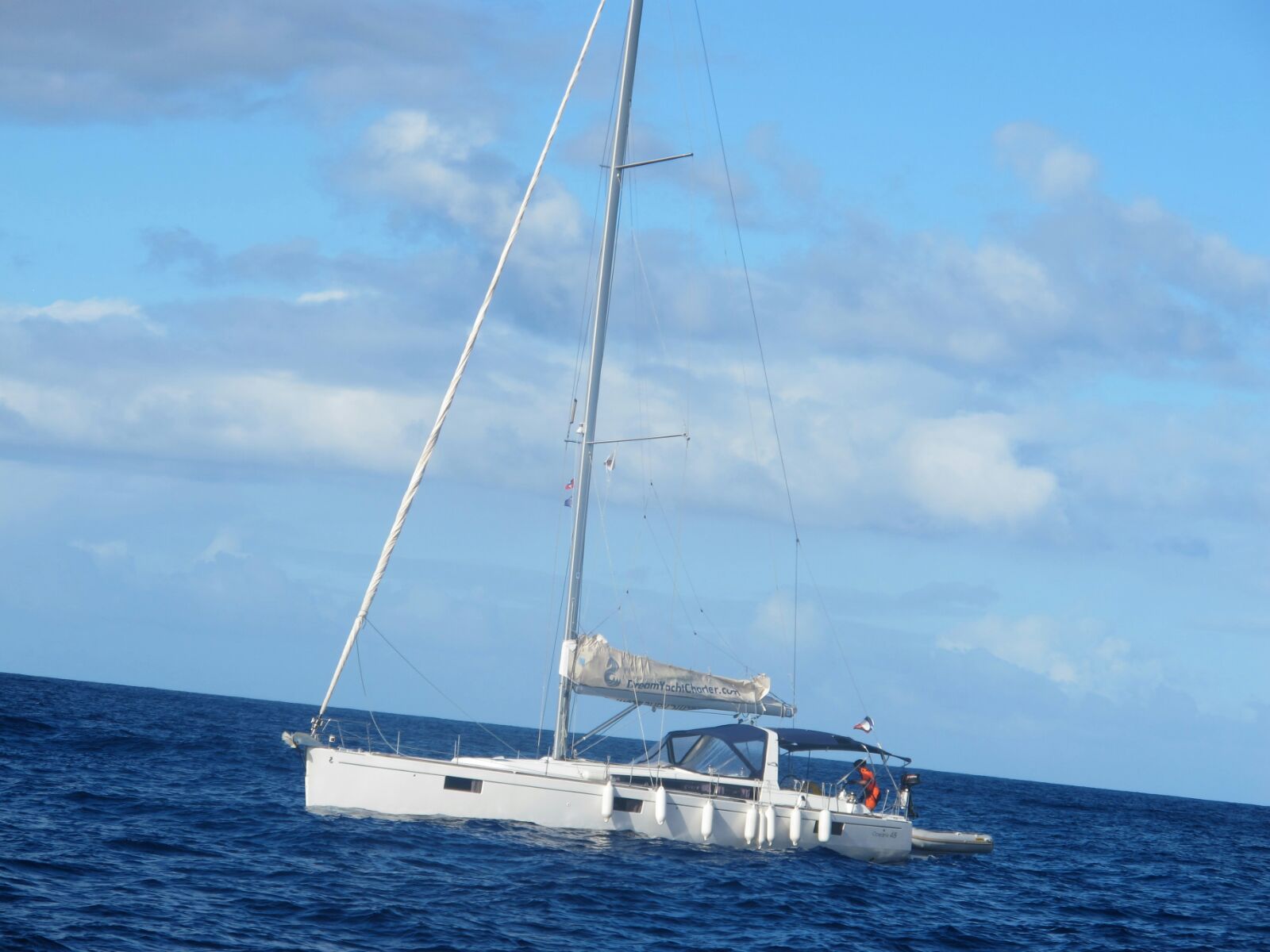 Joule low in the water. CG on board with Keith Stedman and Adrian Johnson