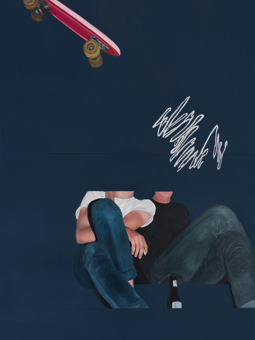 Hold on to that smooth skin, kid. - 2015, Oil on panel, 65"x45"