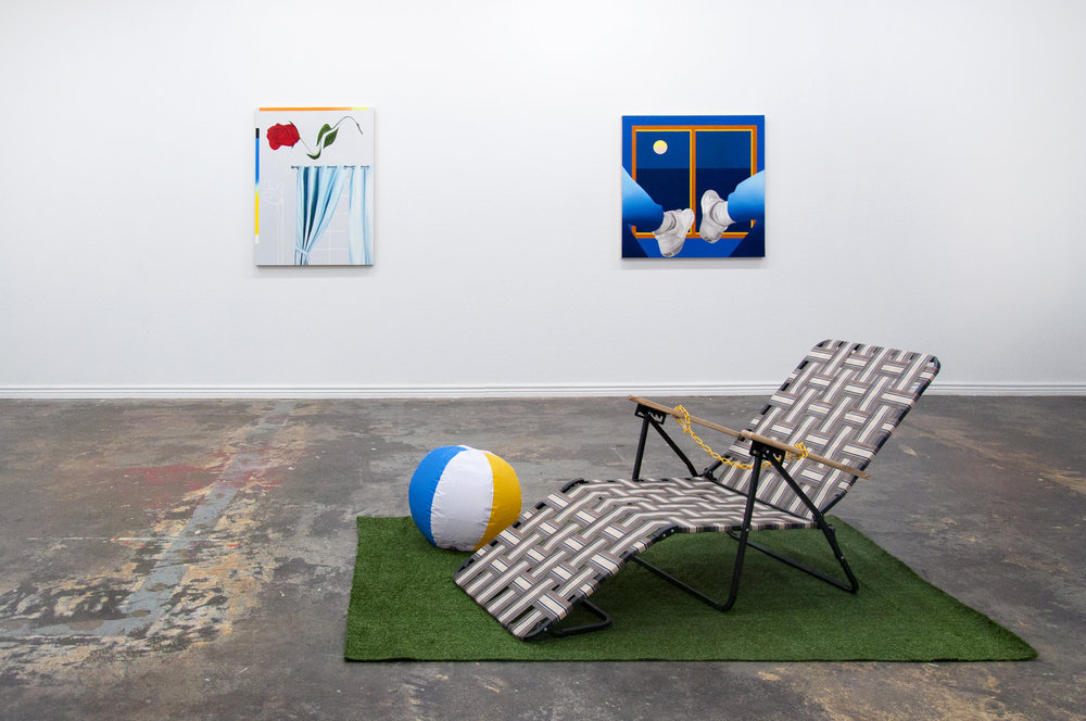 Installation view of my solo show One Foot in the Grave & the Other on a Banana Peel at Leisure Gallery .