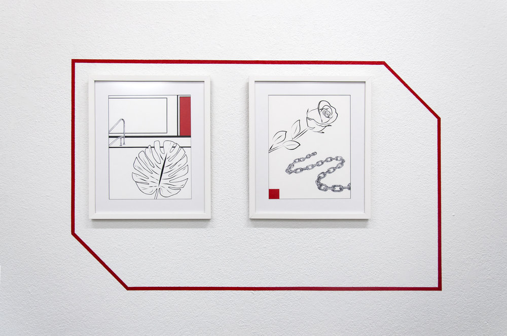 Installation view of my solo show One Foot in the Grave & the Other on a Banana Peel at Leisure Gallery .