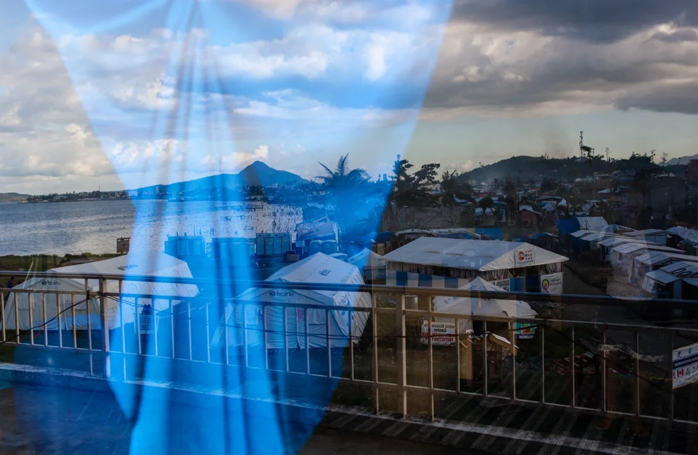   Families sought shelter at a sports center in Tacloban City when Typhoon Haiyan cut a path of destruction across the central Philippines in November 2013. The typhoon displaced an estimated 4 million people and killed more than 7,000.&nbsp;    
