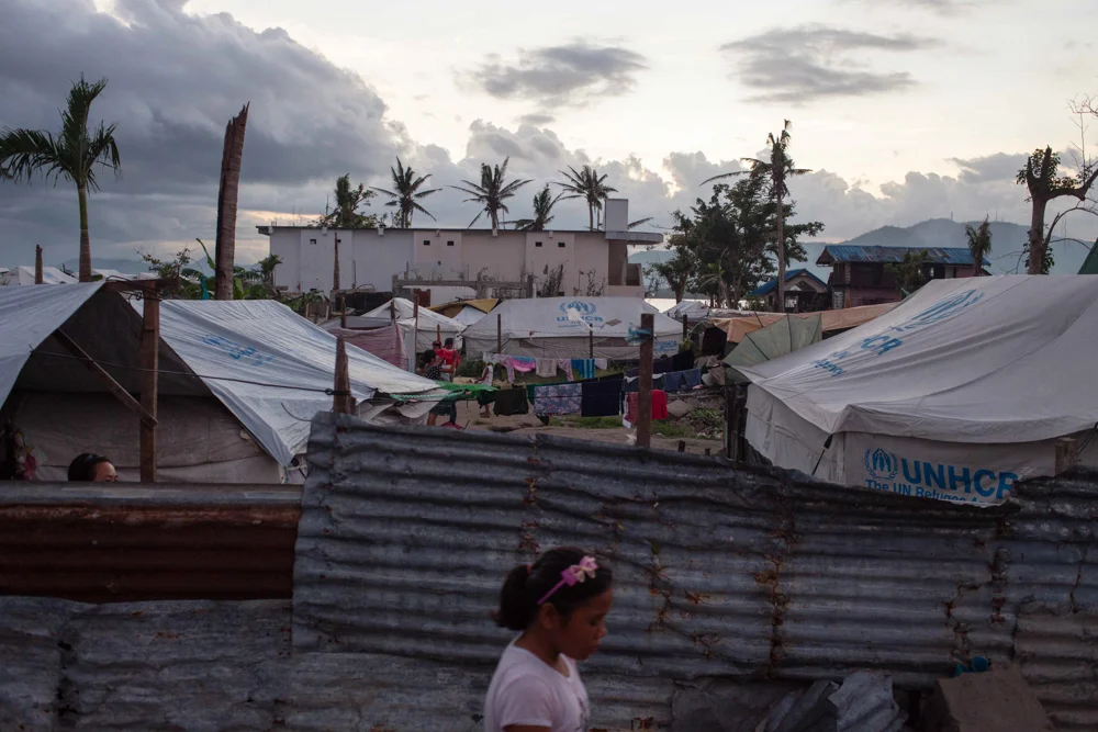   Intensifying storms linked to global warming affect livelihoods and displace thousands of Filipinos every year. The strength and scale of damage from Haiyan were compounded by the area's geography, particularly a funnel-like bay that opens to the o