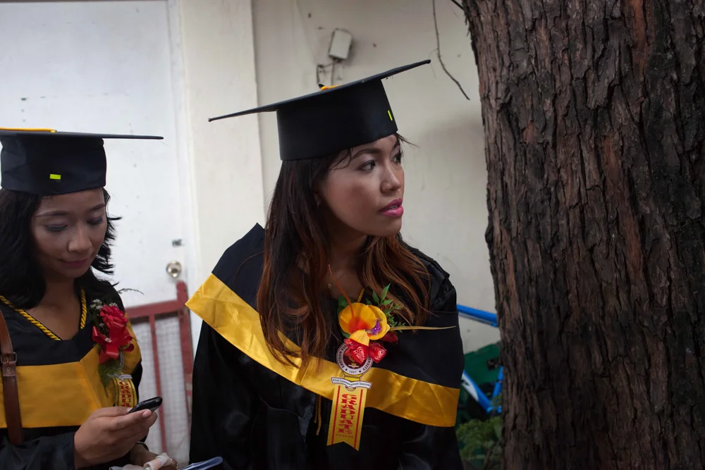  In March 2014, Divine received her degree in marketing from Eastern Visayas State University. The commencement ceremony happened two months later because of ongoing recovery efforts, restoring a sense of normalcy to the lives of many students who su