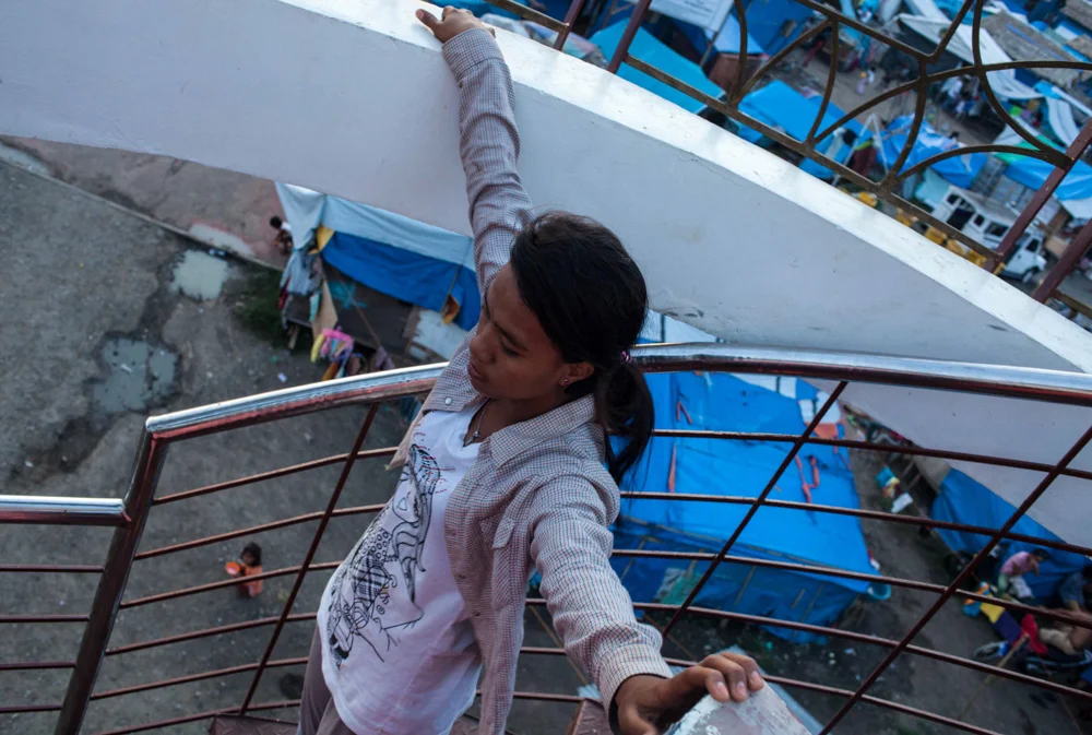  “I really want to finish school so that I can help my parents,” Katrina Abuhajim 17, said atop a tower where many of the youth go to pass the time.&nbsp;Abuhajim and her family ran to escape the armed conflict that entered their neighborhood in Zamb