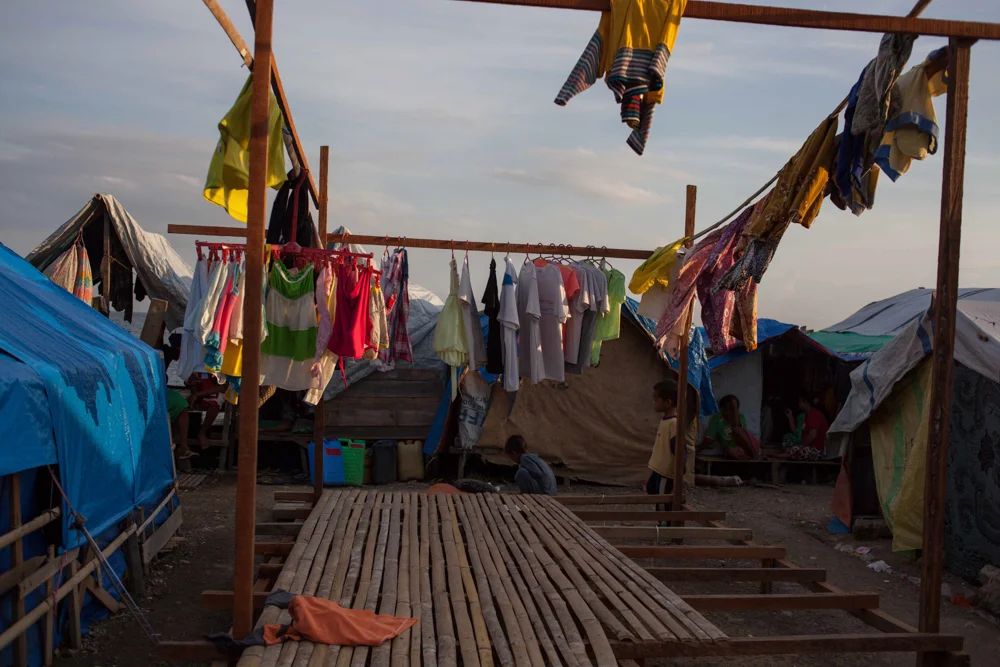  Clothes hang&nbsp;to dry on the coast of Zamboanga City where&nbsp;seafaring Badjao were&nbsp;displaced from their ancestral homelands. Many were being moved inland. 