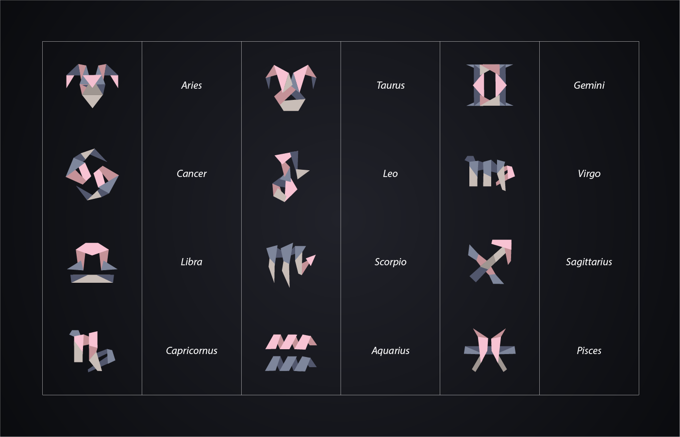Visual Design - Origami + Zodiac Signs