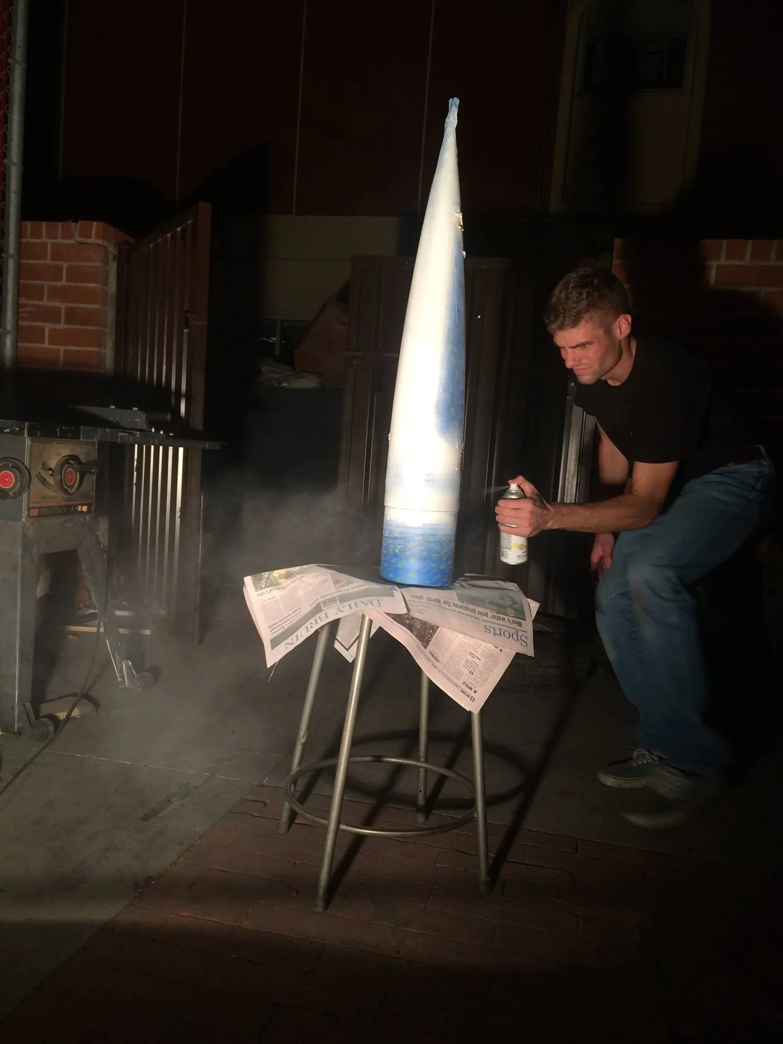 Jake giving the rocket a PJ