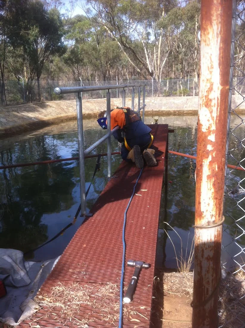 Fitting New Handrails To Water Treatment Plant At St Arnaud
