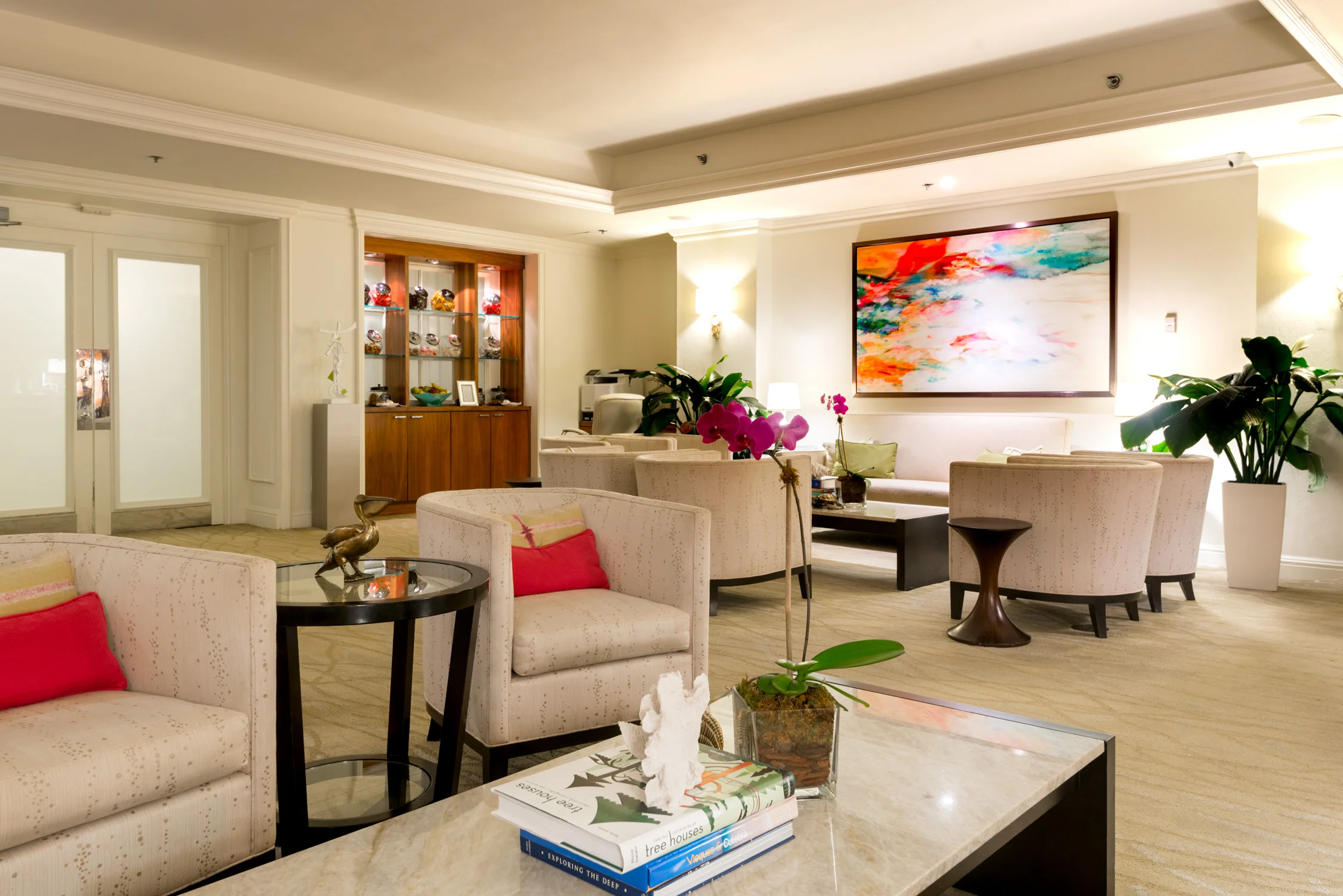 Part of the lounge area inside the Club Lounge at The Ritz-Carlton, San Juan